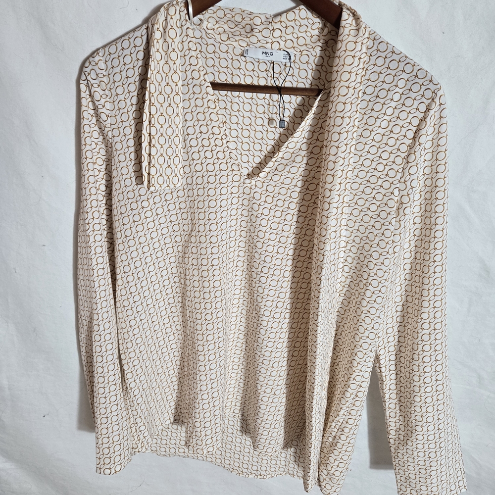 MNG Cream Patterned Blouse
